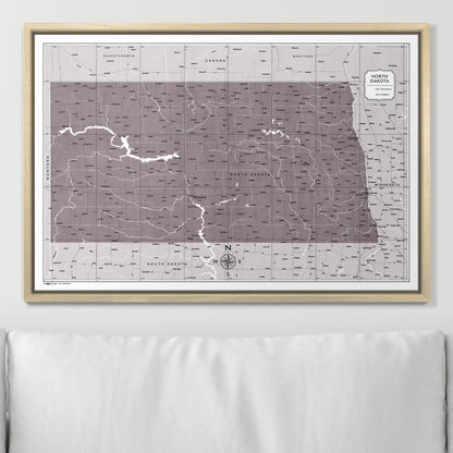 Push Pin North Dakota Map (Pin Board) - Dark Brown Color Splash CM Pin Board