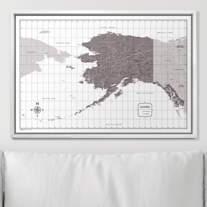 Push Pin Alaska Map (Pin Board) - Dark Brown Color Splash CM Pin Board