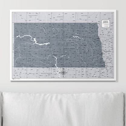 Push Pin North Dakota Map (Pin Board) - Dark Gray Color Splash CM Pin Board