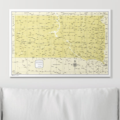 Push Pin South Dakota Map (Pin Board) - Yellow Color Splash CM Pin Board