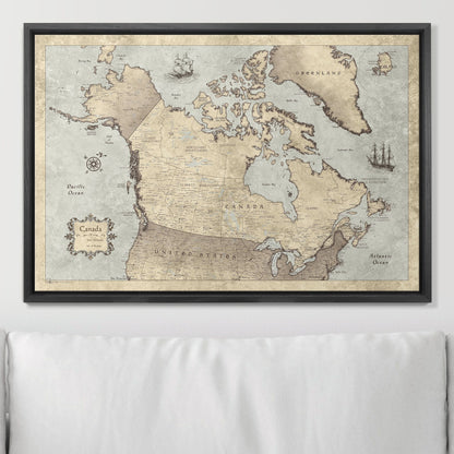 Push Pin Canada Map (Pin Board) - Rustic Vintage CM Pin Board