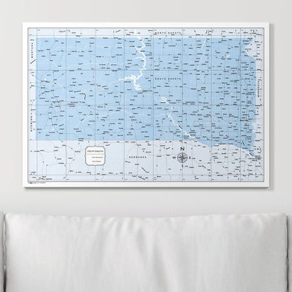 Push Pin South Dakota Map (Pin Board) - Light Blue Color Splash CM Pin Board