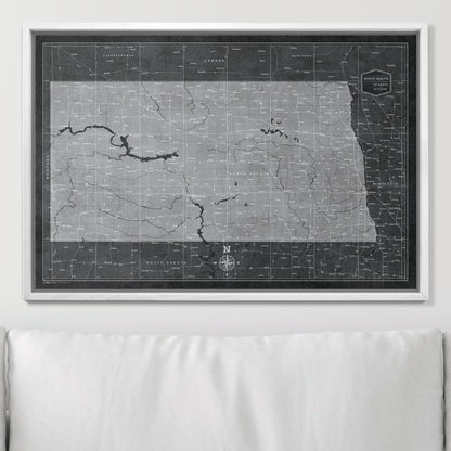 Push Pin North Dakota Map (Pin Board) - Modern Slate CM Pin Board