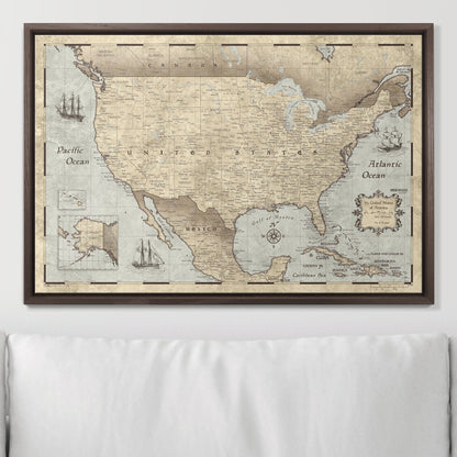 Push Pin USA Map (Pin Board) - Rustic Vintage CM Pin Board