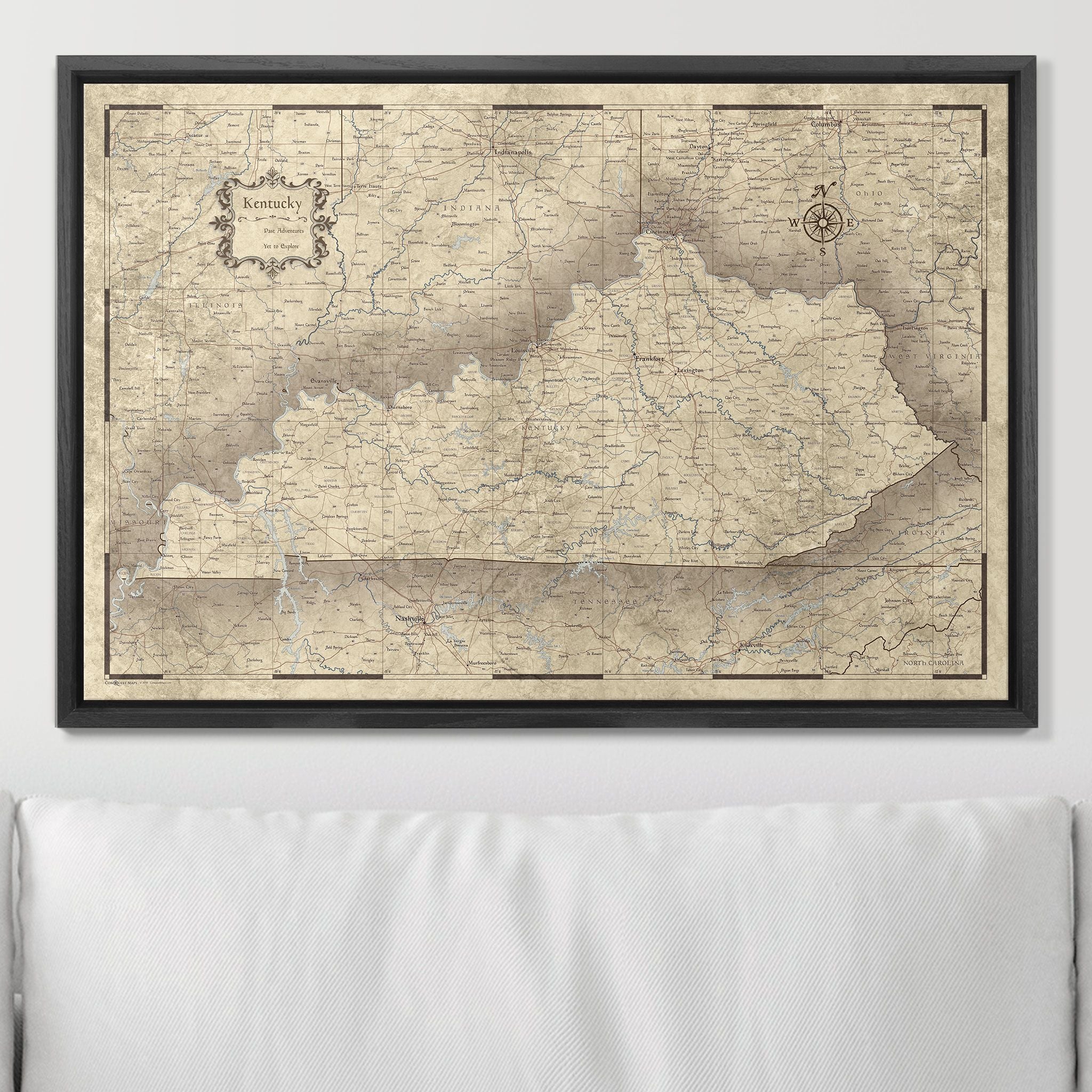 Push Pin Kentucky Map (Pin Board) - Rustic Vintage CM Pin Board