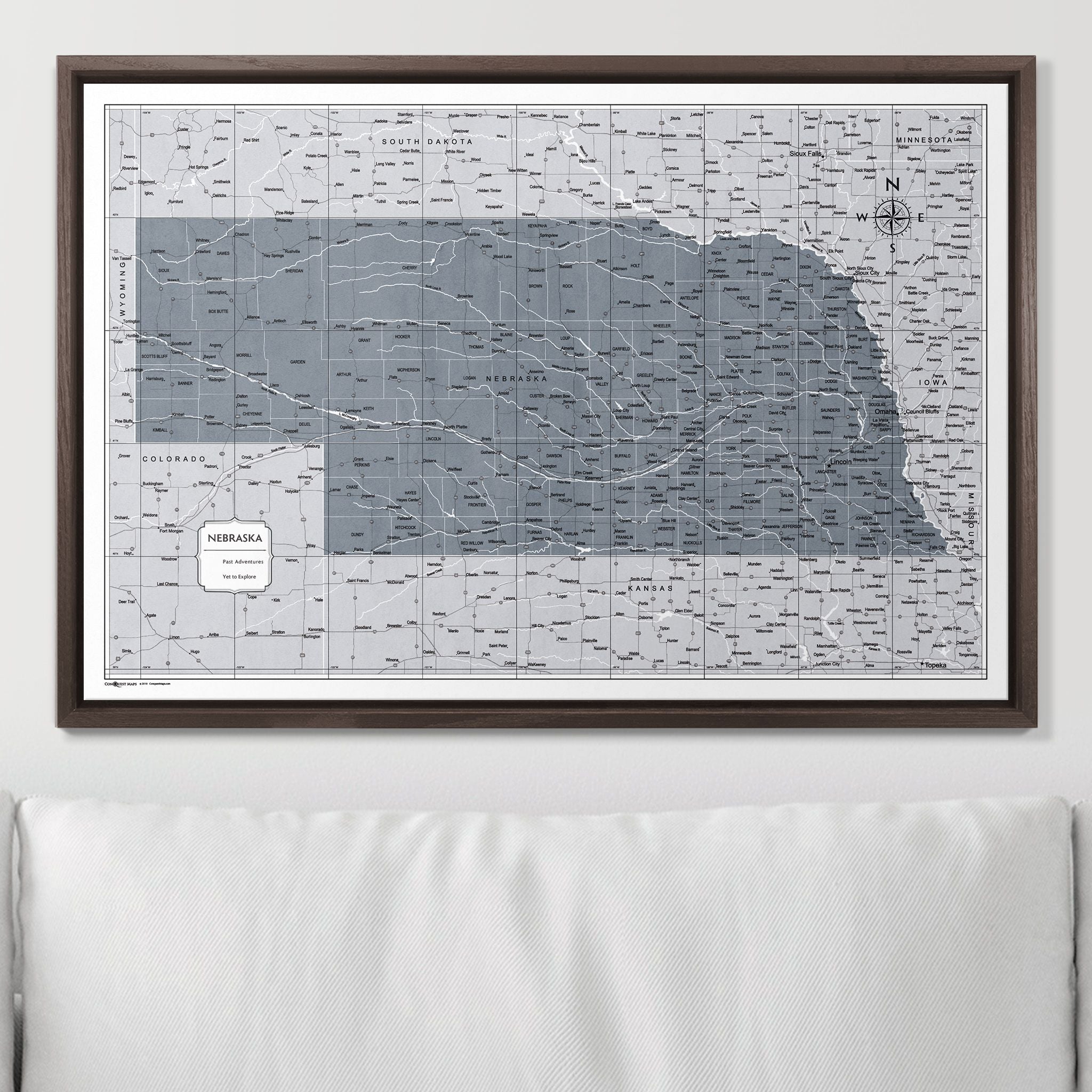 Push Pin Nebraska Map (Pin Board) - Dark Gray Color Splash CM Pin Board