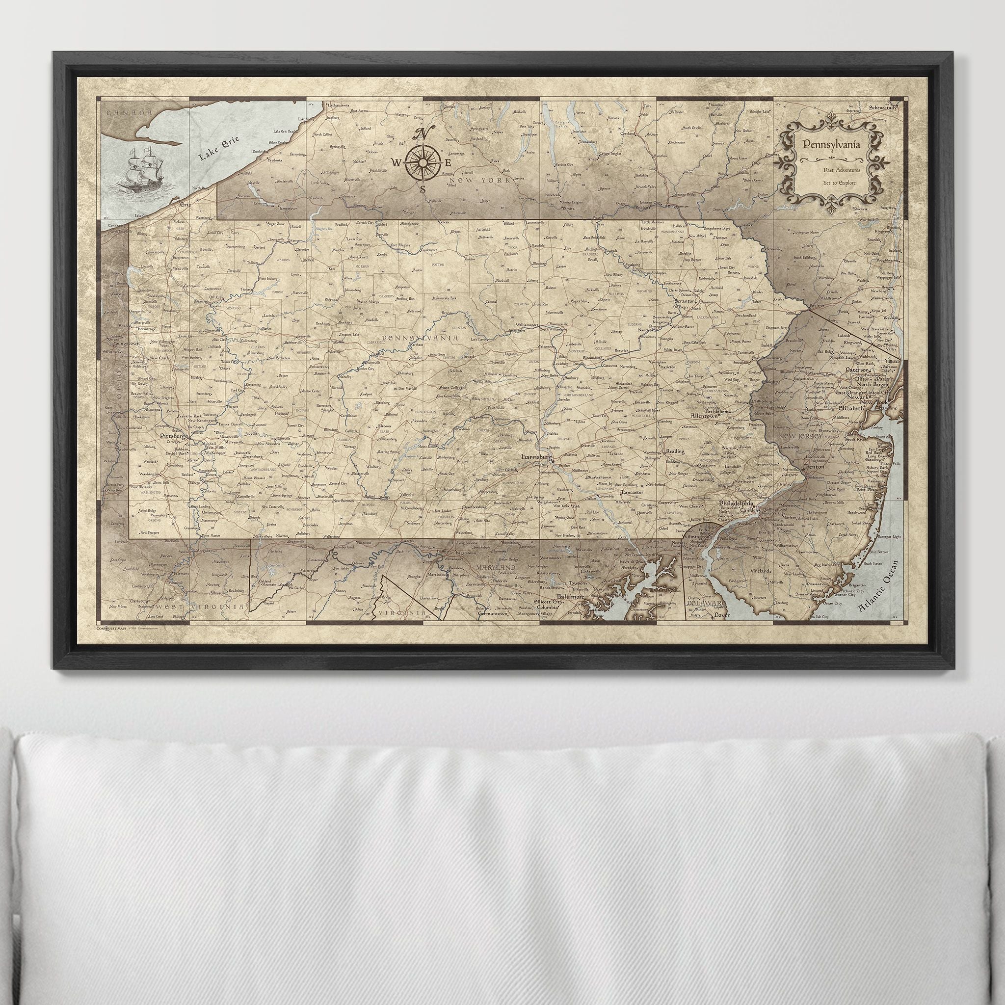 Push Pin Pennsylvania Map (Pin Board) - Rustic Vintage CM Pin Board