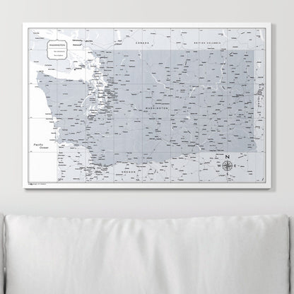 Push Pin Washington Map (Pin Board) - Light Gray Color Splash CM Pin Board