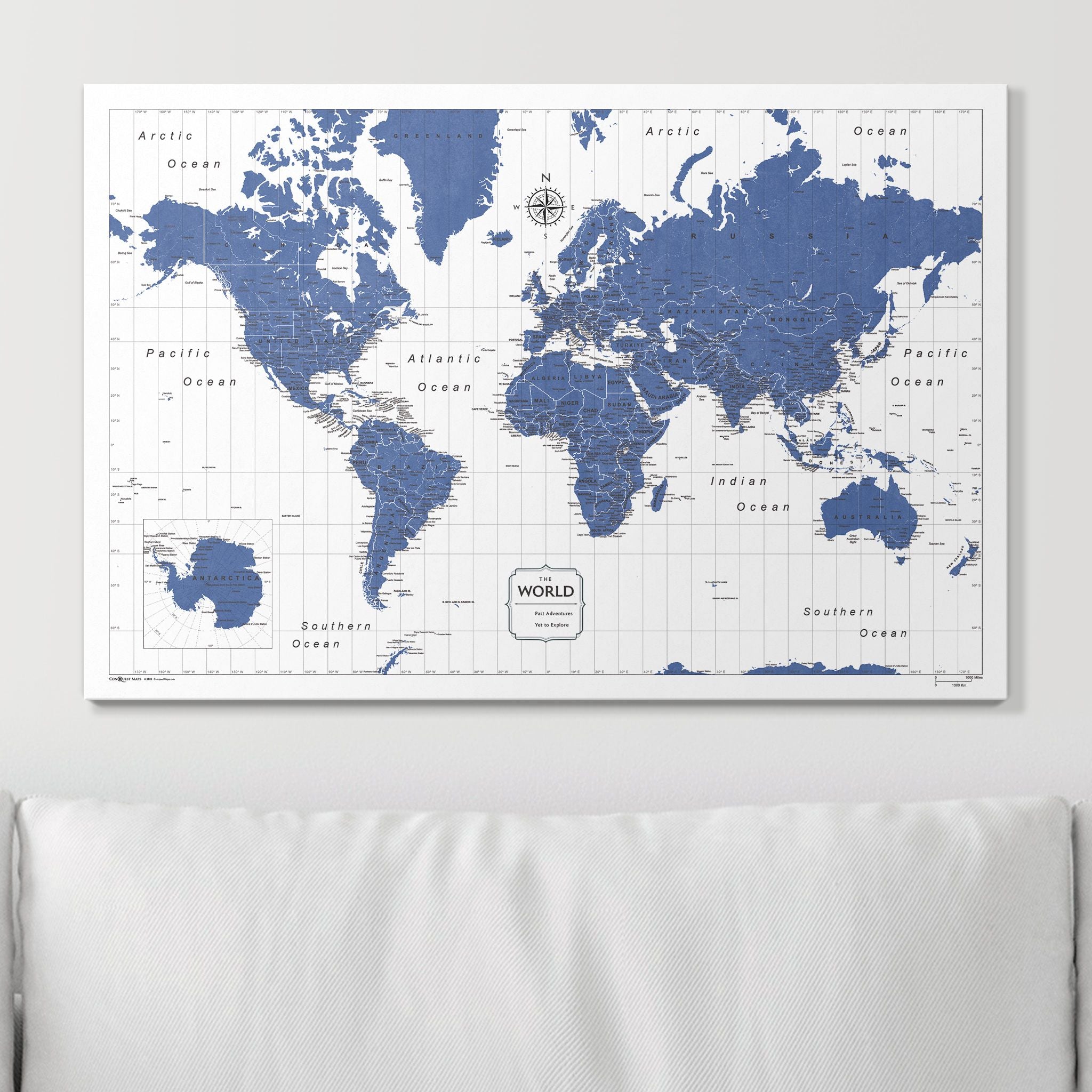 Push Pin World Map (Pin Board) - Navy Color Splash CM Pin Board