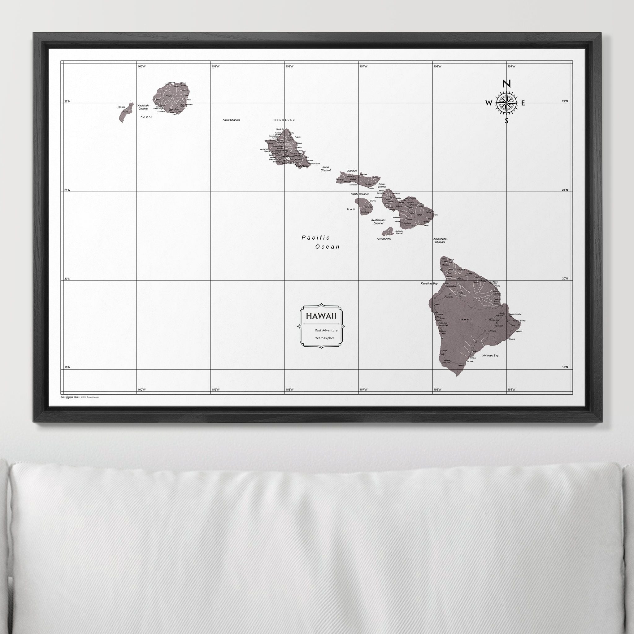 Push Pin Hawaii Map (Pin Board) - Dark Brown Color Splash CM Pin Board