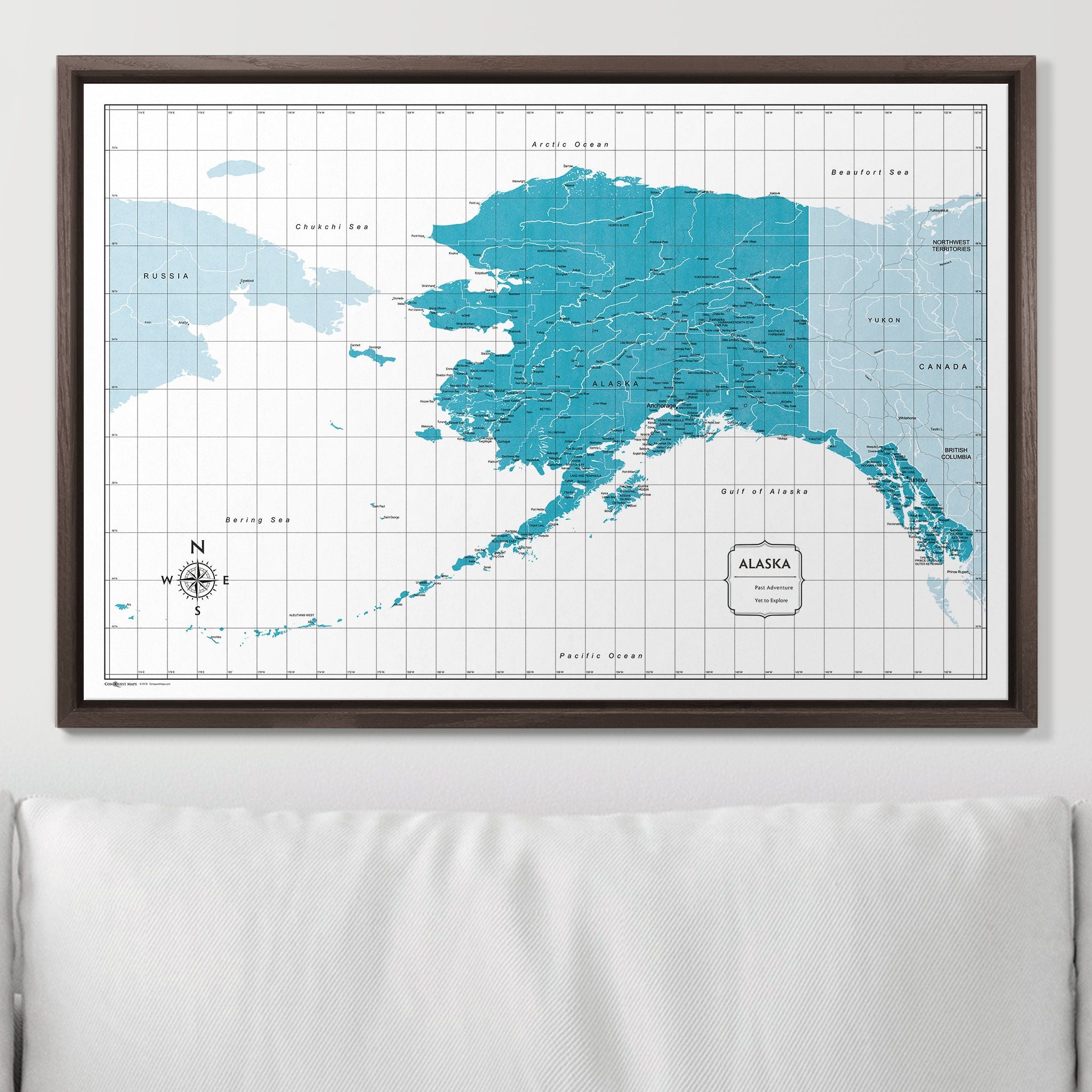 Push Pin Alaska Map (Pin Board) - Teal Color Splash CM Pin Board