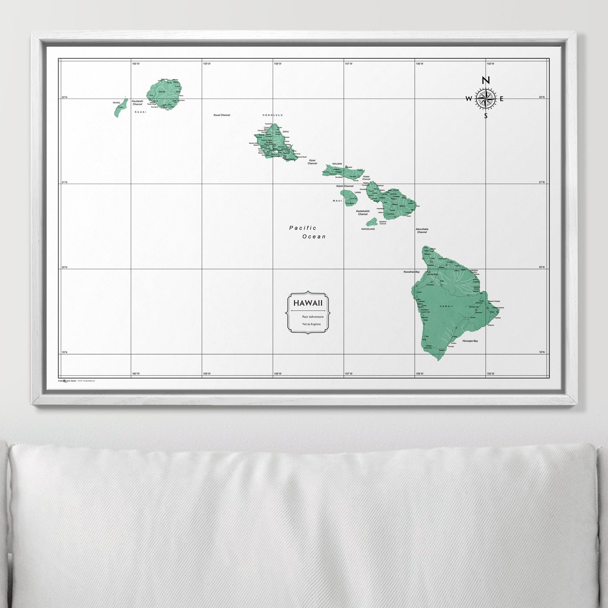 Push Pin Hawaii Map (Pin Board) - Green Color Splash CM Pin Board