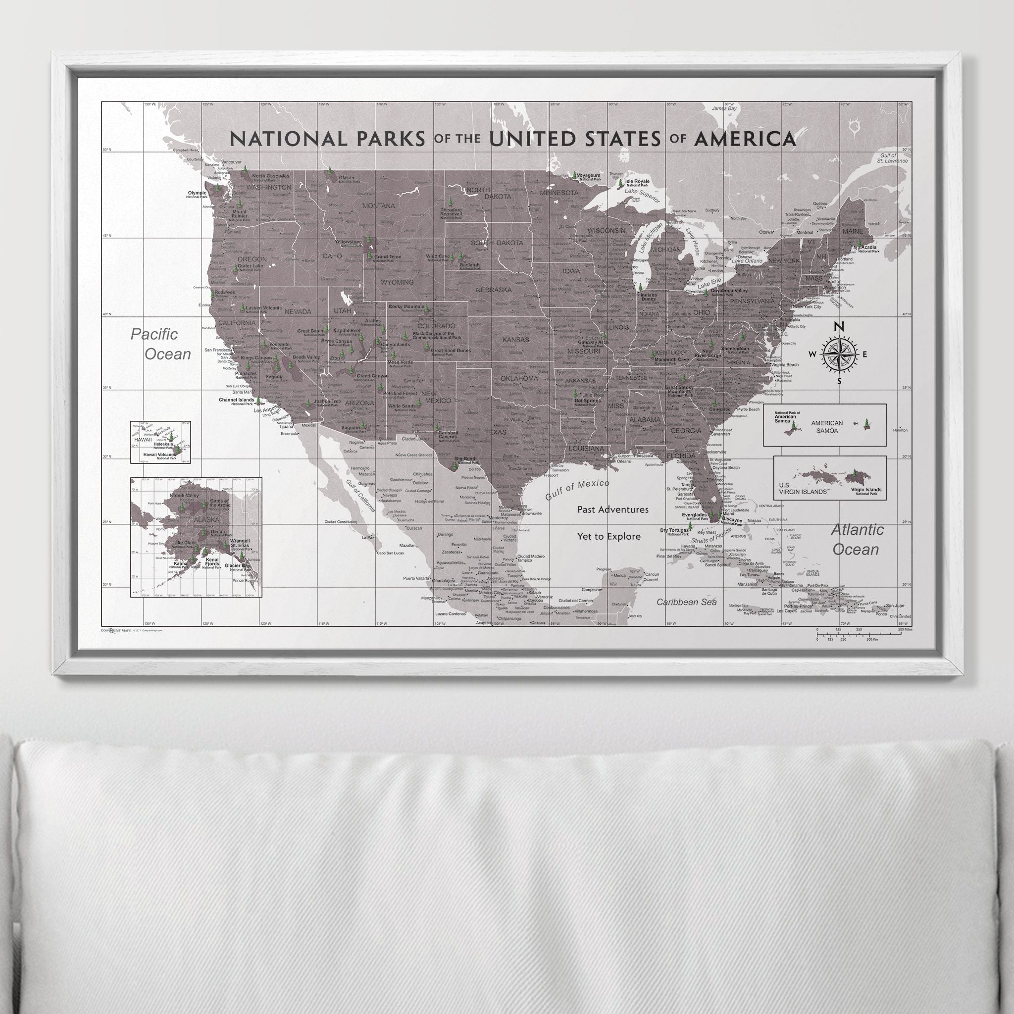 Push Pin National Parks Map (Pin Board) - Dark Brown Color Splash CM Pin Board