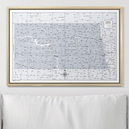 Push Pin North Dakota Map (Pin Board) - Light Gray Color Splash CM Pin Board