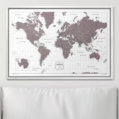 Push Pin World Map (Pin Board) - Dark Brown Color Splash CM Pin Board