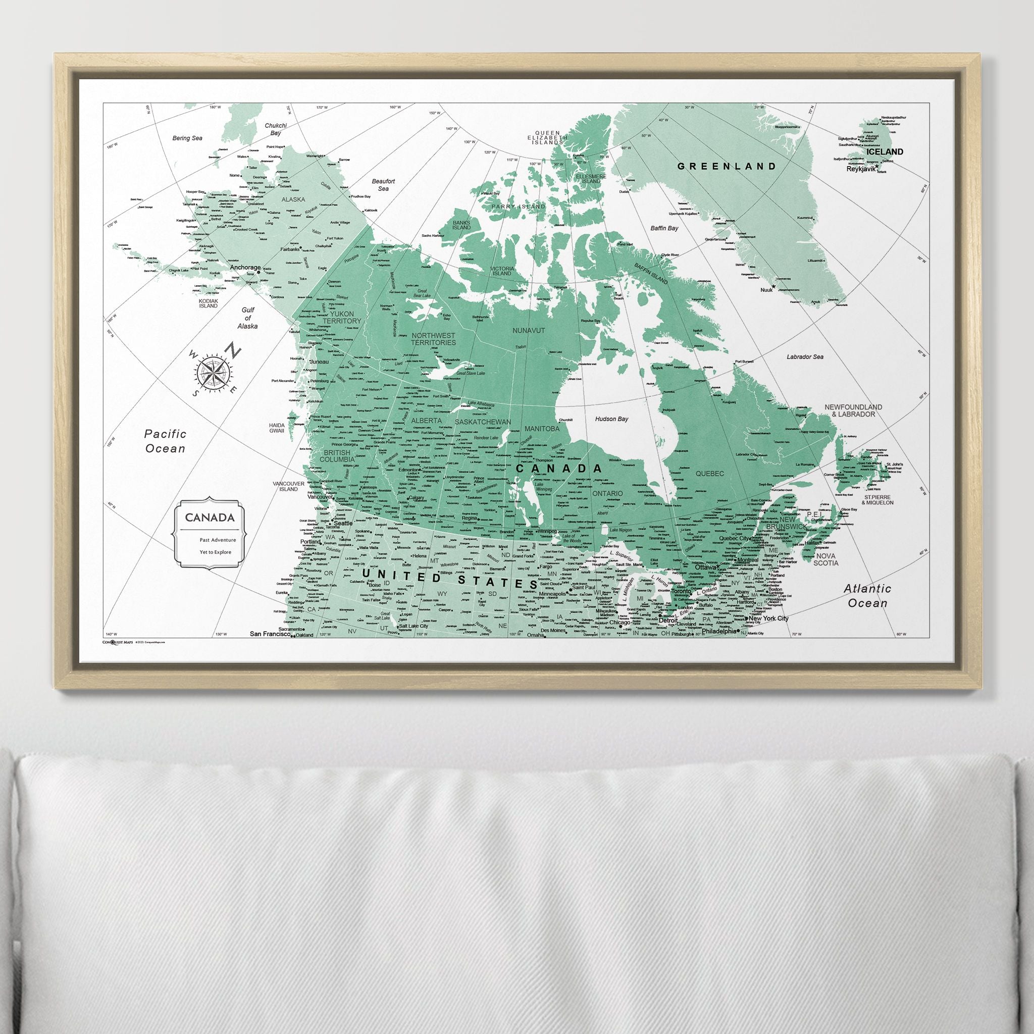 Push Pin Canada Map (Pin Board) - Green Color Splash CM Pin Board