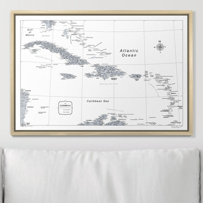 Push Pin Caribbean Map (Pin Board) - Light Gray Color Splash CM Pin Board