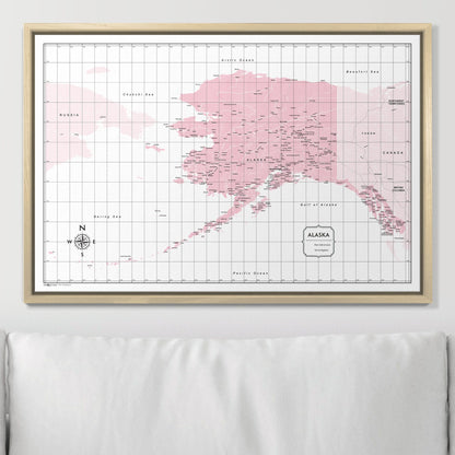 Push Pin Alaska Map (Pin Board) - Pink Color Splash CM Pin Board