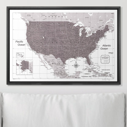 Push Pin USA Map (Pin Board) - Dark Brown Color Splash CM Pin Board