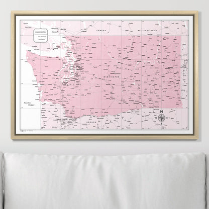 Push Pin Washington Map (Pin Board) - Pink Color Splash CM Pin Board