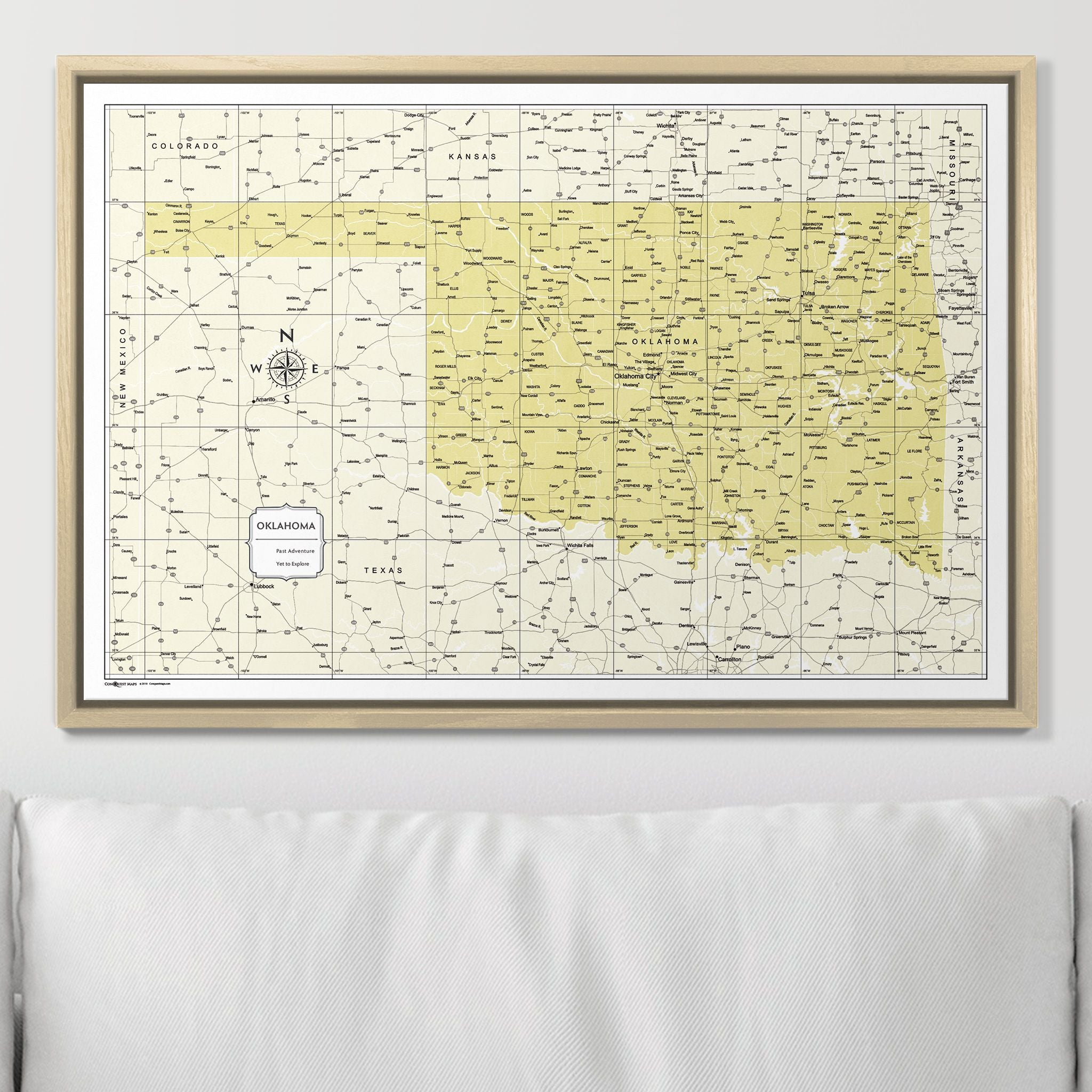 Push Pin Oklahoma Map (Pin Board) - Yellow Color Splash CM Pin Board