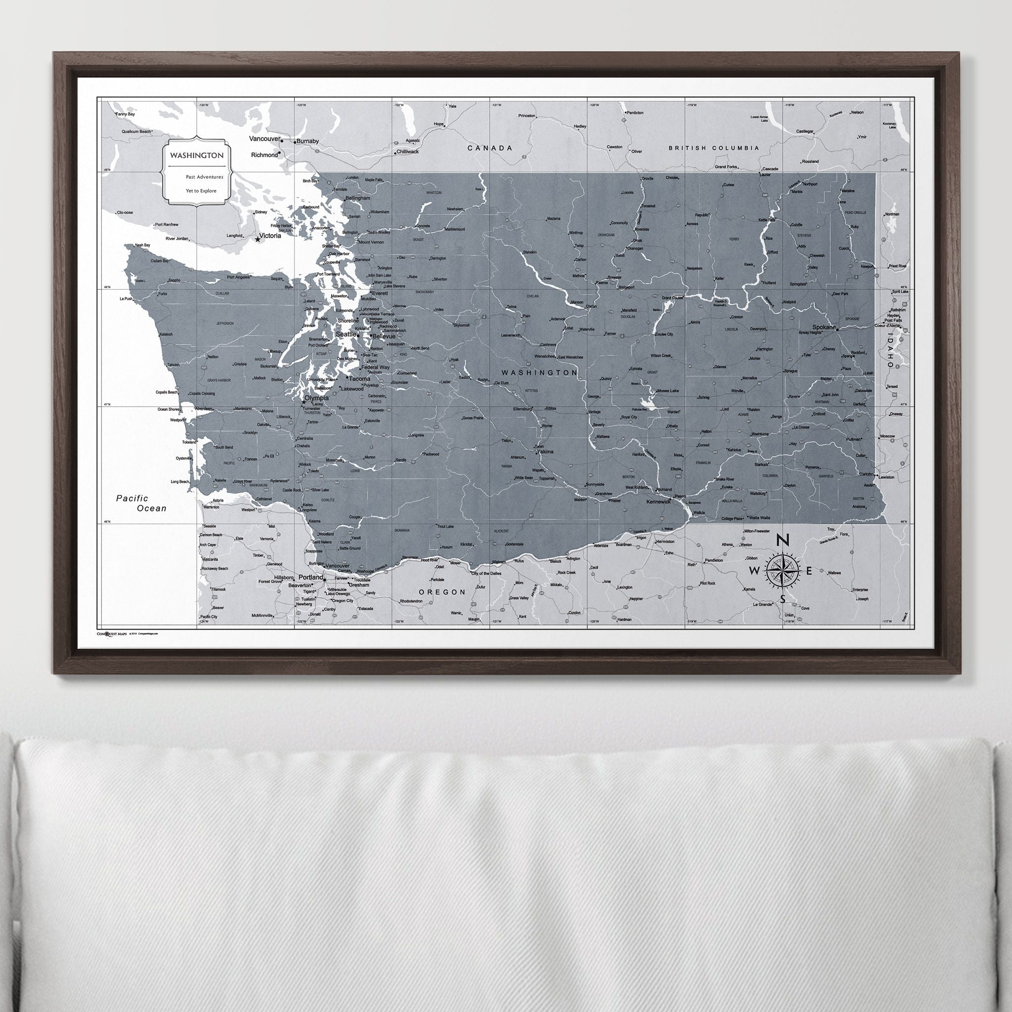 Push Pin Washington Map (Pin Board) - Dark Gray Color Splash CM Pin Board