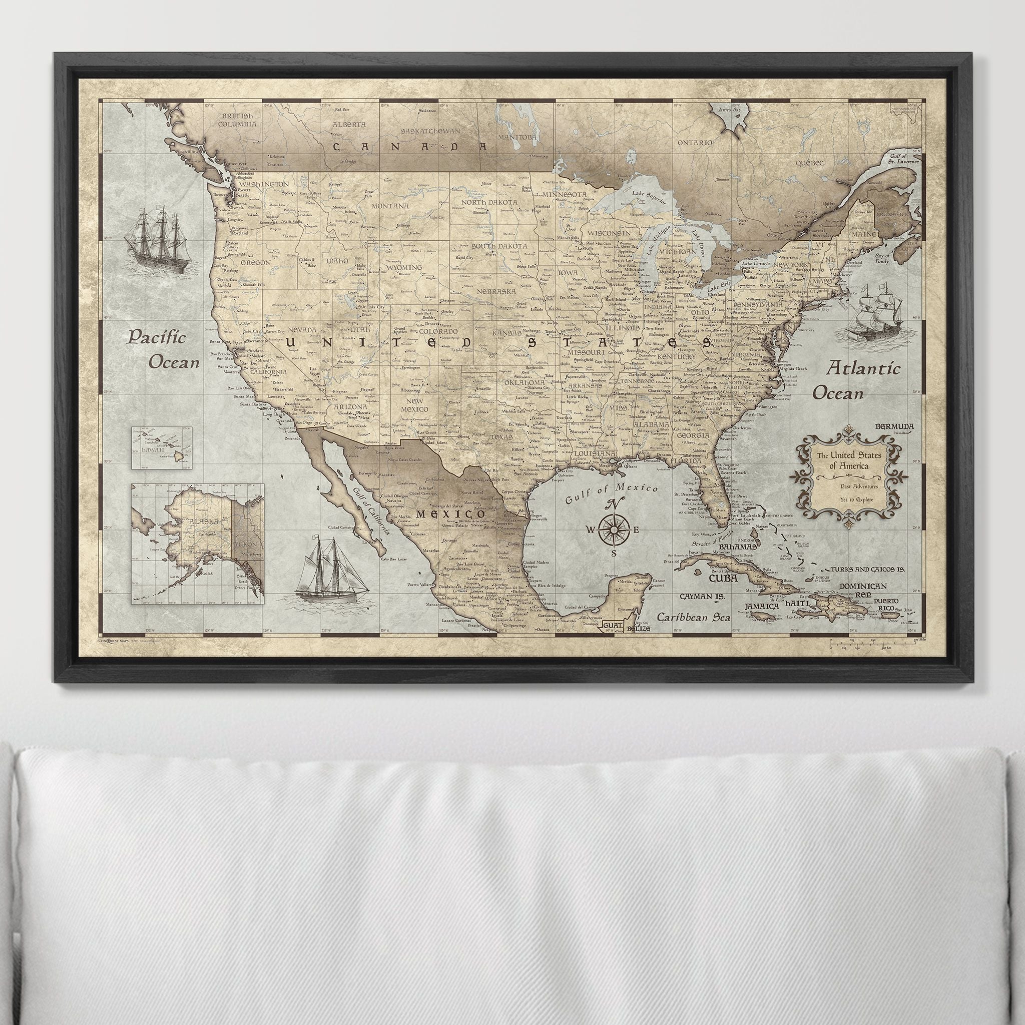 Push Pin USA Map (Pin Board) - Rustic Vintage CM Pin Board