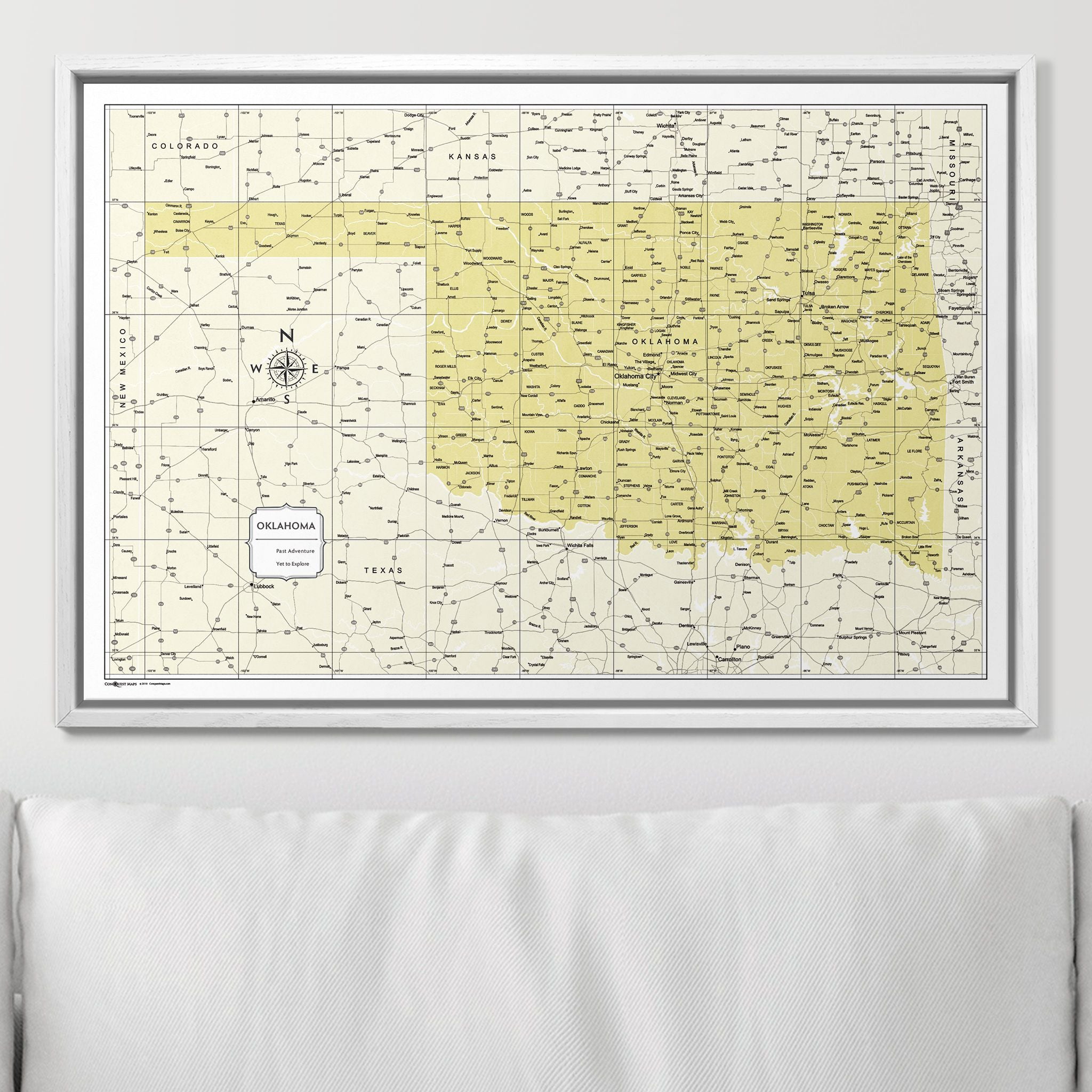 Push Pin Oklahoma Map (Pin Board) - Yellow Color Splash CM Pin Board