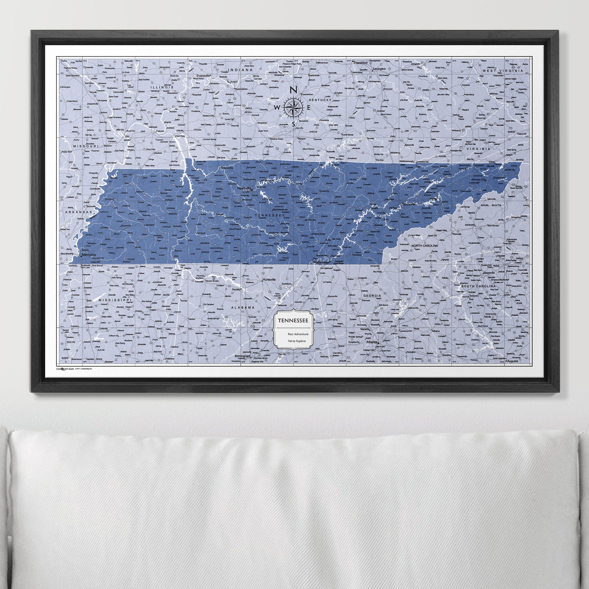 Push Pin Tennessee Map (Pin Board) - Navy Color Splash CM Pin Board