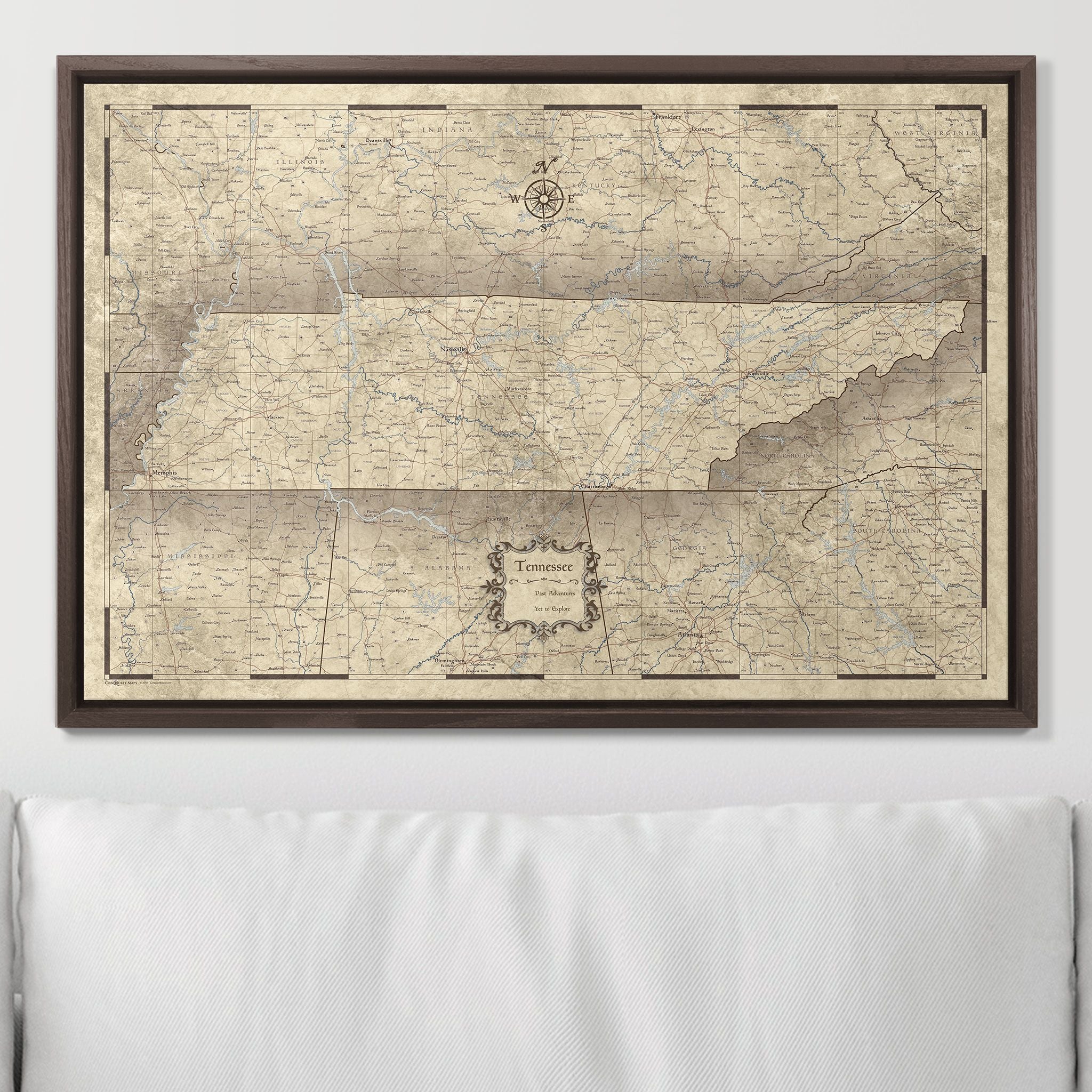 Push Pin Tennessee Map (Pin Board) - Rustic Vintage CM Pin Board