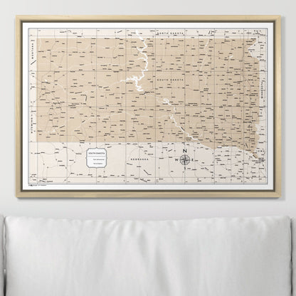 Push Pin South Dakota Map (Pin Board) - Light Brown Color Splash CM Pin Board