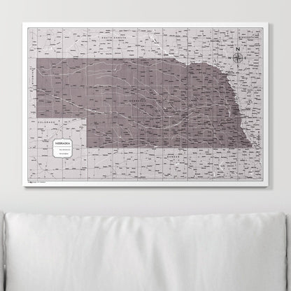 Push Pin Nebraska Map (Pin Board) - Dark Brown Color Splash CM Pin Board