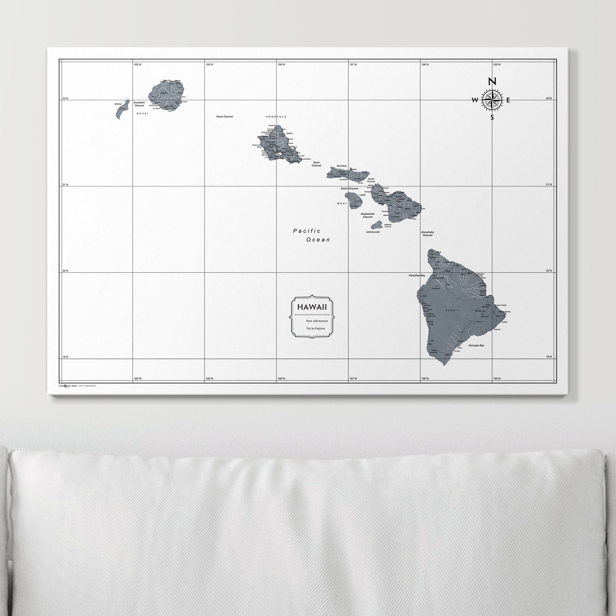 Push Pin Hawaii Map (Pin Board) - Dark Gray Color Splash CM Pin Board