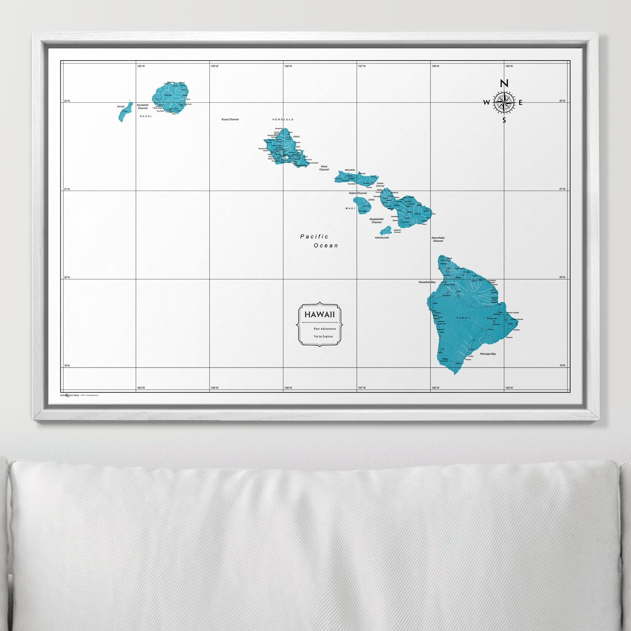 Push Pin Hawaii Map (Pin Board) - Teal Color Splash CM Pin Board