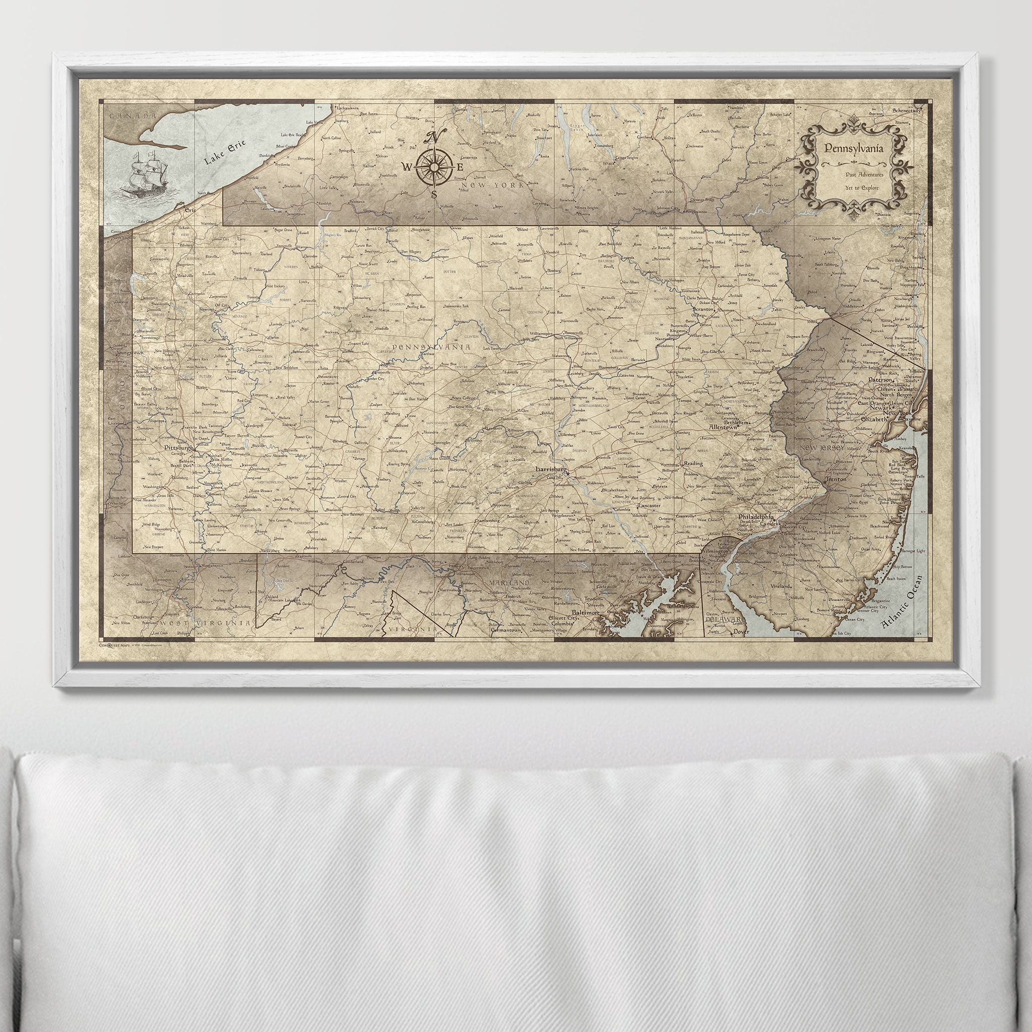 Push Pin Pennsylvania Map (Pin Board) - Rustic Vintage CM Pin Board