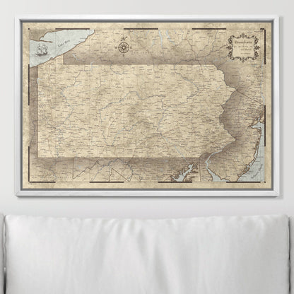 Push Pin Pennsylvania Map (Pin Board) - Rustic Vintage CM Pin Board