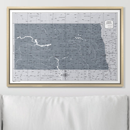 Push Pin North Dakota Map (Pin Board) - Dark Gray Color Splash CM Pin Board