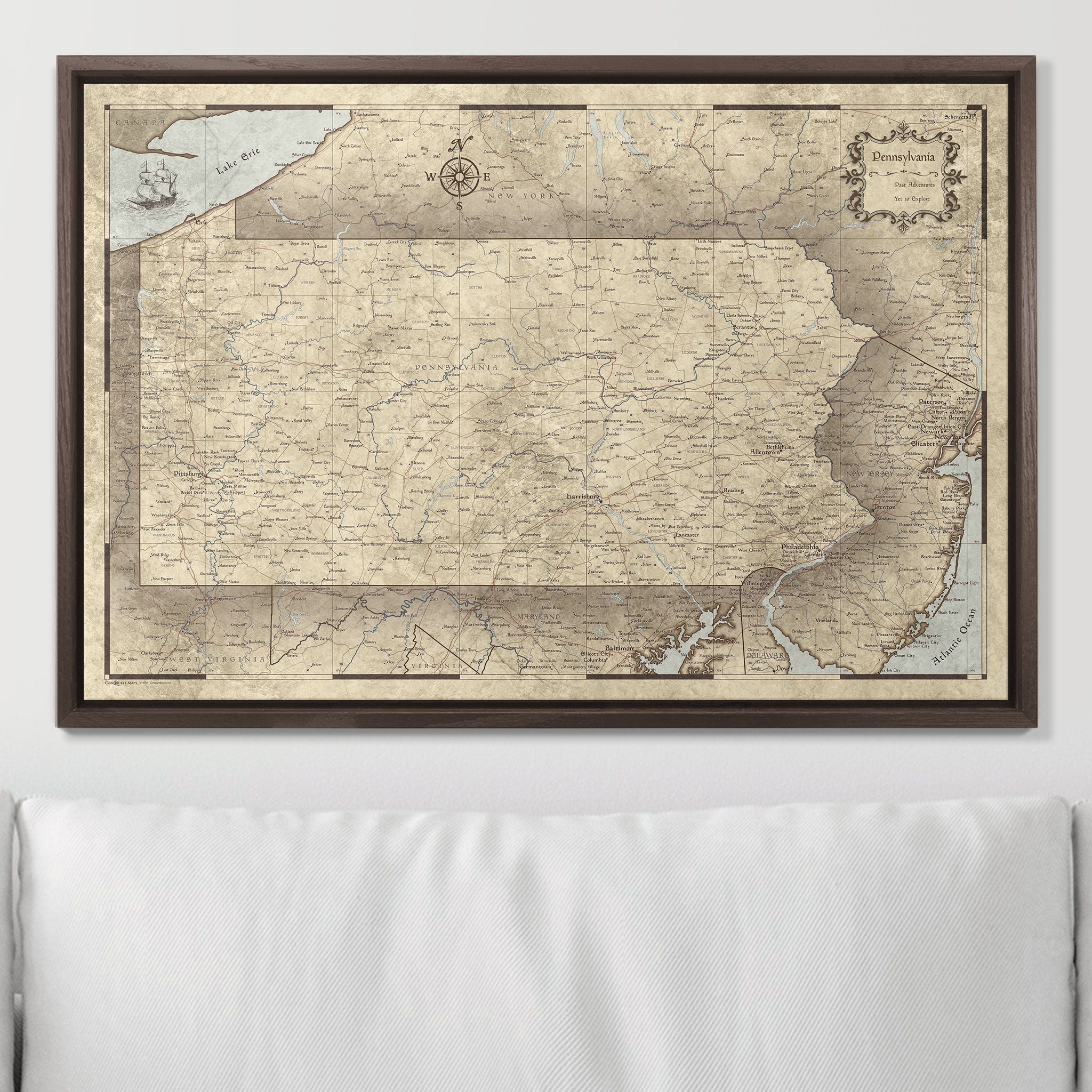 Push Pin Pennsylvania Map (Pin Board) - Rustic Vintage CM Pin Board