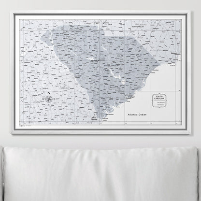 Push Pin South Carolina Map (Pin Board) - Light Gray Color Splash CM Pin Board