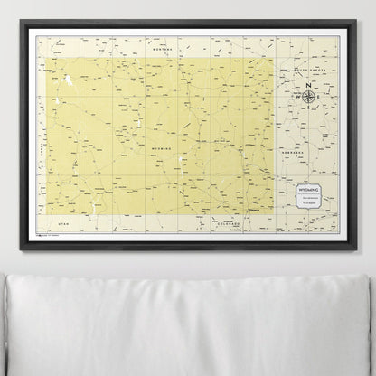 Push Pin Wyoming Map (Pin Board) - Yellow Color Splash CM Pin Board