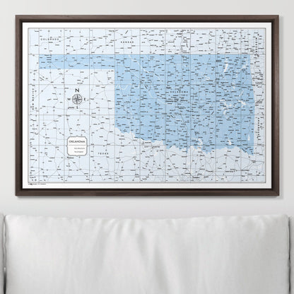 Push Pin Oklahoma Map (Pin Board) - Light Blue Color Splash CM Pin Board