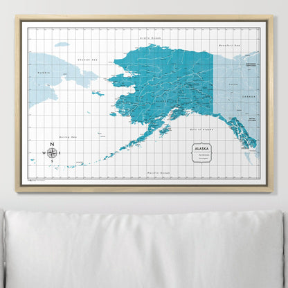 Push Pin Alaska Map (Pin Board) - Teal Color Splash CM Pin Board