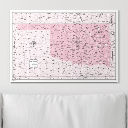 Push Pin Oklahoma Map (Pin Board) - Pink Color Splash CM Pin Board