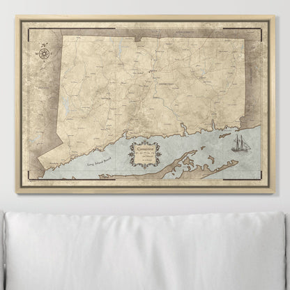 Push Pin Connecticut Map (Pin Board) - Rustic Vintage CM Pin Board