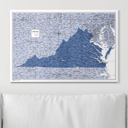 Push Pin Virginia Map (Pin Board) - Navy Color Splash CM Pin Board