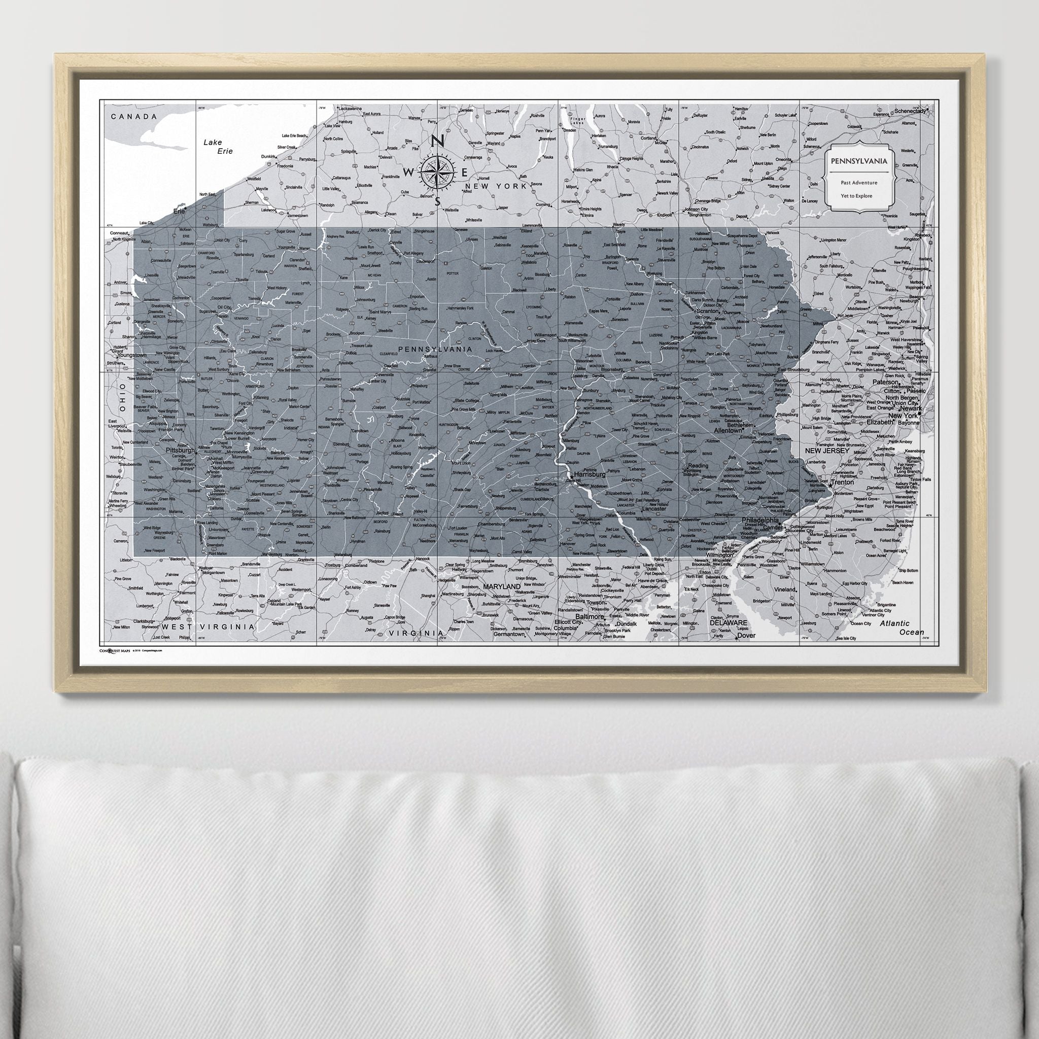 Push Pin Pennsylvania Map (Pin Board) - Dark Gray Color Splash CM Pin Board