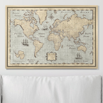 Push Pin World Map (Pin Board) - Rustic Vintage CM Pin Board