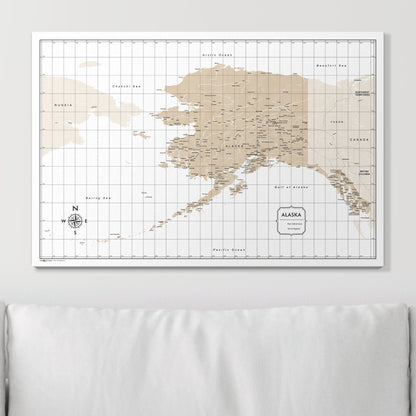 Push Pin Alaska Map (Pin Board) - Light Brown Color Splash CM Pin Board