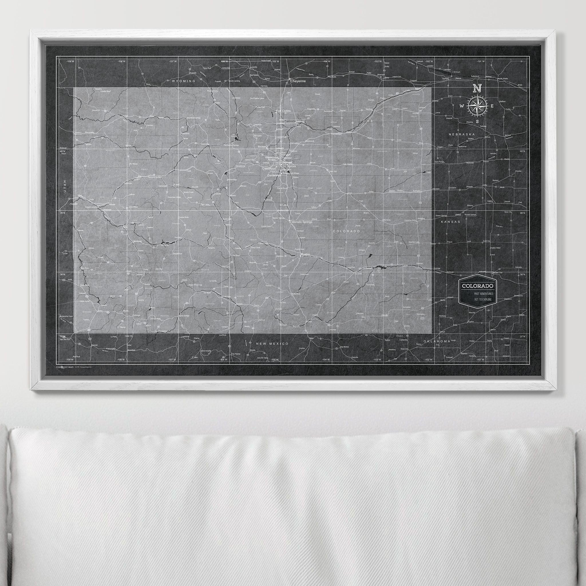 Push Pin Colorado Map (Pin Board) - Modern Slate CM Pin Board