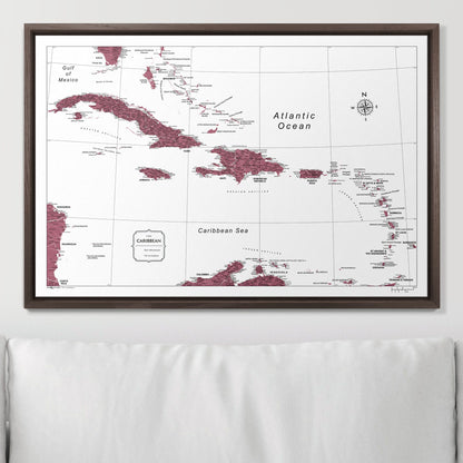 Push Pin Caribbean Map (Pin Board) - Burgundy Color Splash CM Pin Board